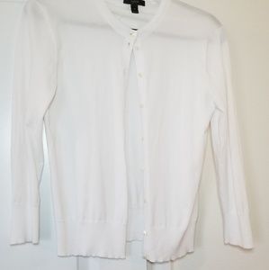 J Crew white button up cardigan sweater size med